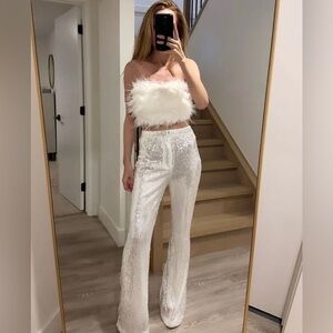 12th TRIBE• WHITE SEQUIN TROUSERS M bachelorette